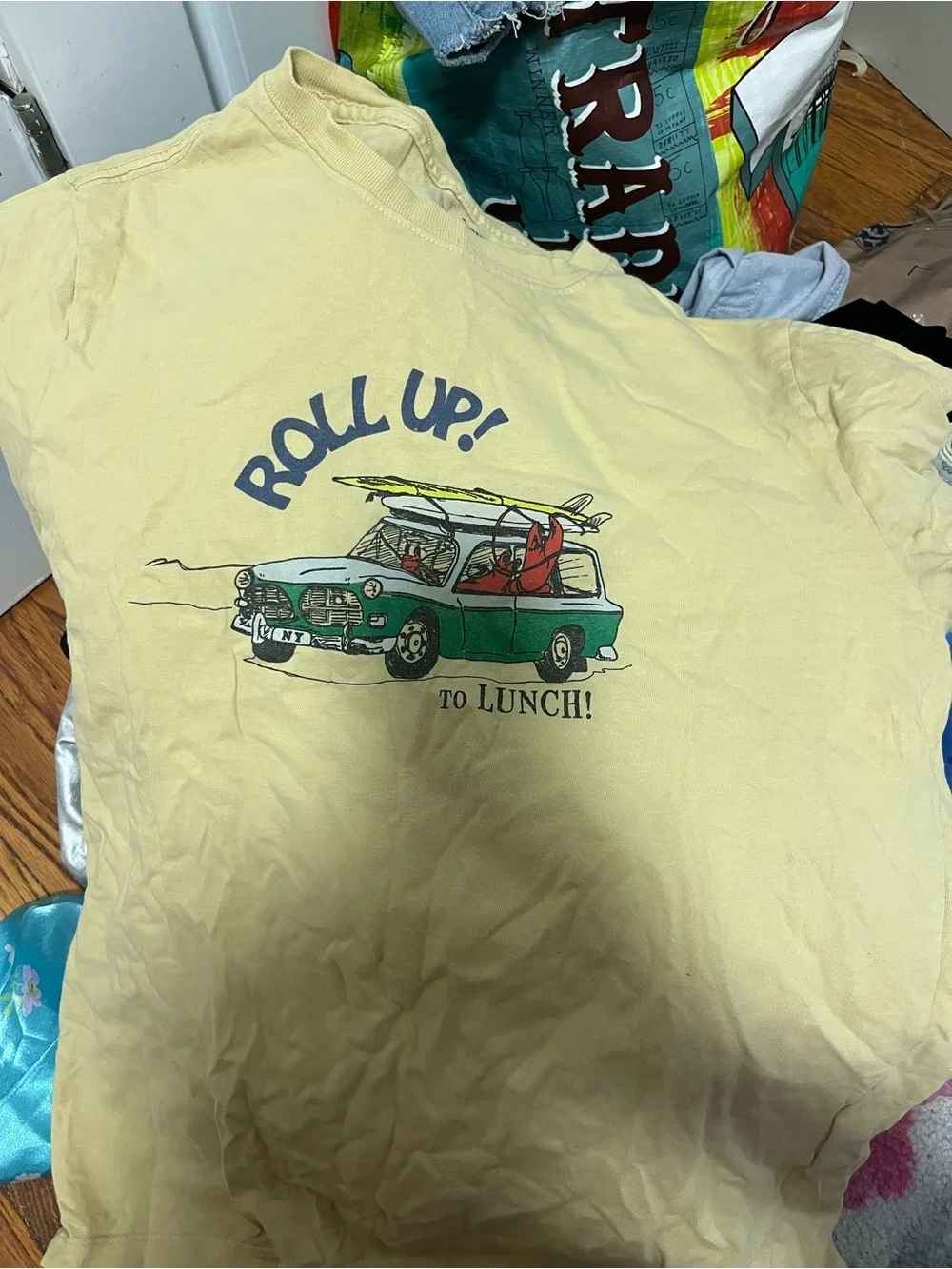 J. Crew Yellow Graphic Short-Sleeve Tee with Green Car Print